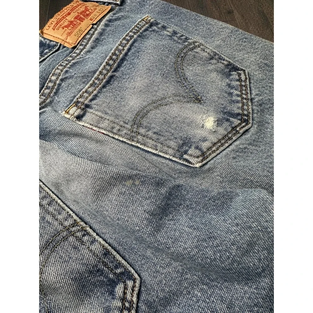 Levis 505 Straight Fit Mens Jeans Blue Medium Wash Denim 33x32 Casual Relaxed